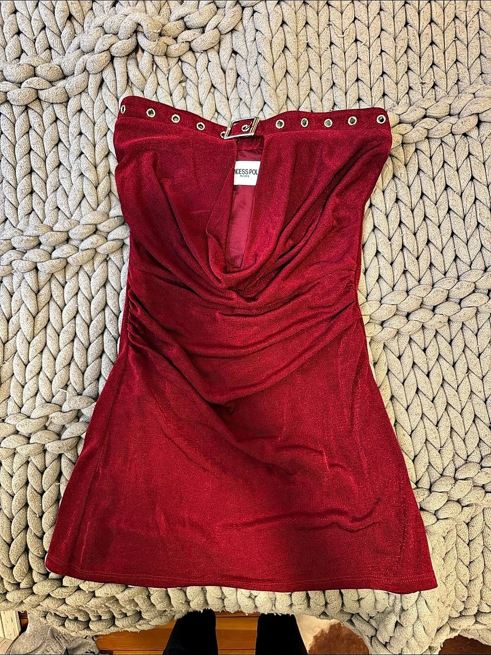 Princess Polly Dream About Me Strapless Buckle Mini Dress Red Corset Top AU 6